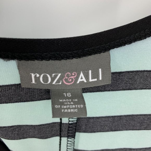 Roz & Ali Maxi Dress Stripe Blue Black Jersey Stretch Sleeveless - Picture 3 of 10